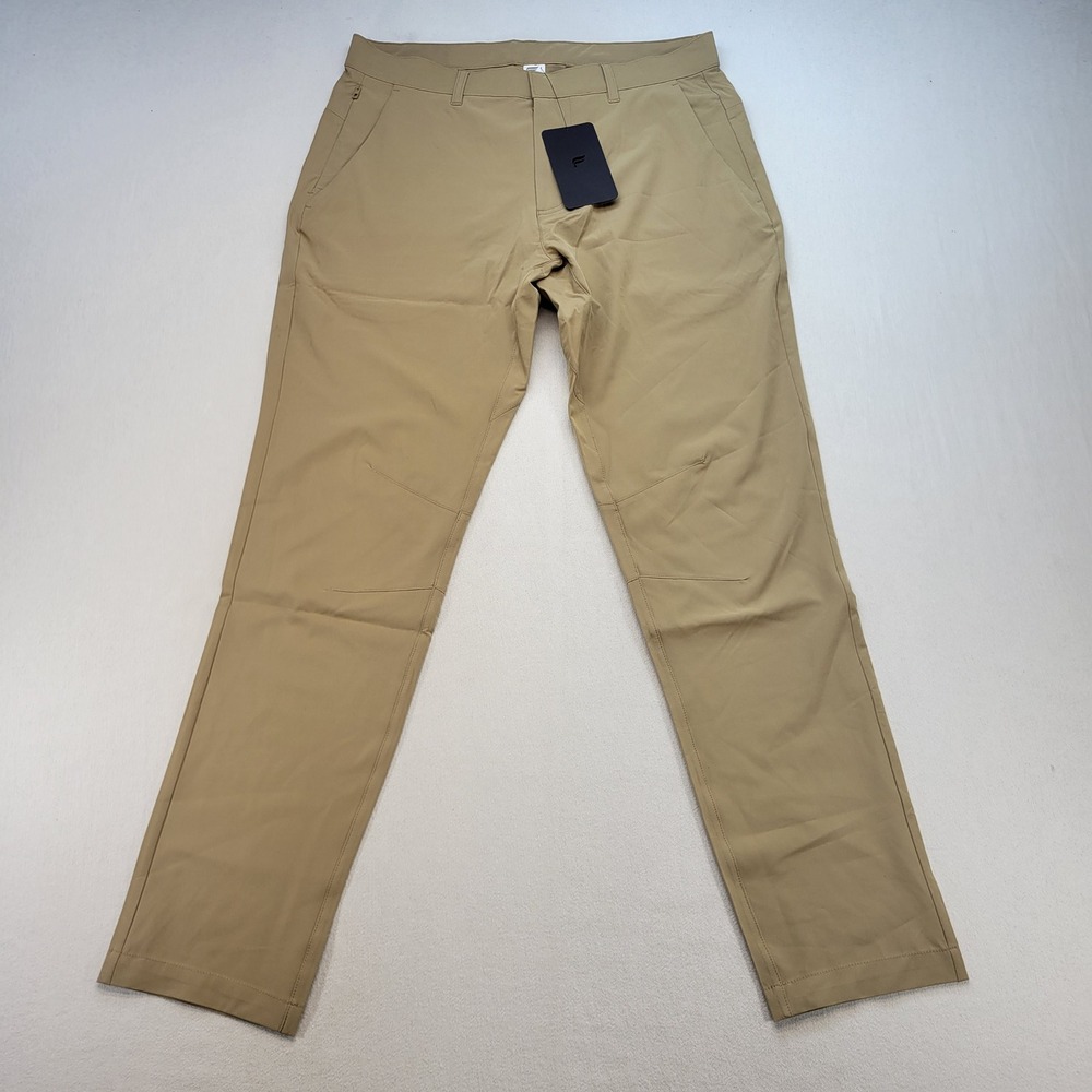 Fabletics The Only Pant Mens 33x32 Khaki Slim Fit 4-Way Stretch Water Resistant